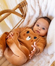 GEMO Pyjama dors-bien en velours fermeture devant bébé marron standard