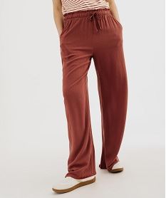 GEMO Pantalon large en viscose froissée femme Rouge