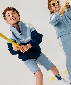 GEMO Sweat poche kangourou à col montant zippé garçon Bleu