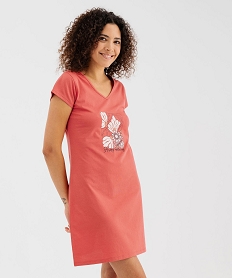 GEMO Chemise de nuit imprimée à manches courtes femme rose standard