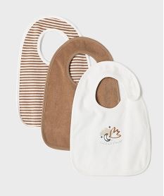 GEMO Bavoirs en éponge grand format bébé (lot de 3) Brun