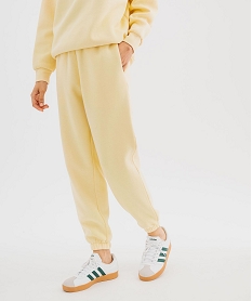 GEMO Pantalon de jogging en molleton uni à taille élastiquée femme jaune standard