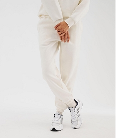 GEMO Pantalon de jogging en molleton uni à taille élastiquée femme Beige
