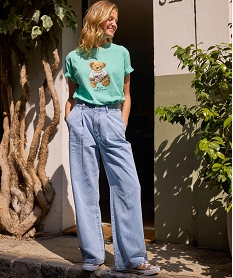 GEMO Jean large à pinces en denim léger femme - LuluCastagnette bleu vif