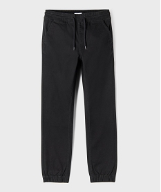 GEMO Pantalon jogger en twill de coton stretch à taille élastiquée garçon noir standard