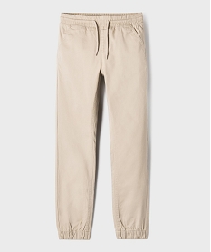 GEMO Pantalon jogger en twill de coton stretch à taille élastiquée garçon beige standard