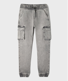 GEMO Jean jogger en coton stretch avec taille ajustable garçon gris standard