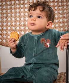 GEMO Pyjama dors-bien en velours côtes plates bébé vert standard