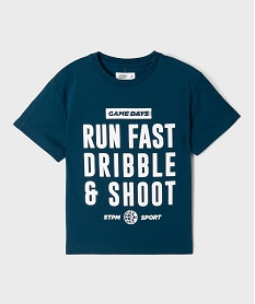 GEMO Tee-shirt manches courtes en coton imprimé thème foot garçon Bleu