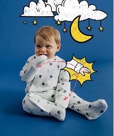 GEMO Ensemble 2 pièces bébé body et pyjama avec moufles intégrées blanc standard