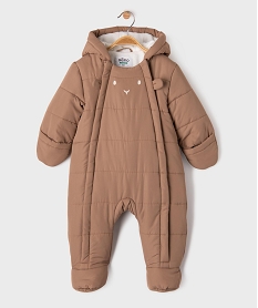 GEMO Combinaison pilote à capuche moufles et double zip bébé marron standard