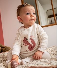 GEMO Pyjama en velours ouverture devant avec motif bébé beige chine