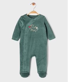 GEMO Pyjama en velours ouvert devant inscription dorée bébé vert standard