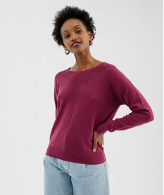 GEMO Pull en maille fine à effet plastron femme Rose