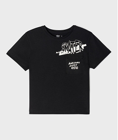 GEMO Tee-shirt manches courtes esprit skate avec poche garçon noir standard