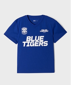 GEMO Tee-shirt manches courtes col V en maille sport garçon bleu standard