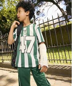 GEMO Tee-shirt manches courtes col V en maille sport garçon vert standard