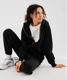 GEMO Sweat zippée à capuche en molleton femme noir standard