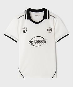GEMO Tee-shirt manches courtes en mesh style maillot de foot garçon Blanc