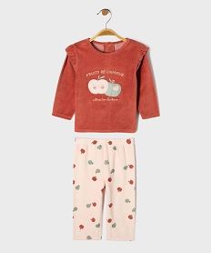 GEMO Pyjama 2 pièces en velours motifs pommes bébé fille Rose