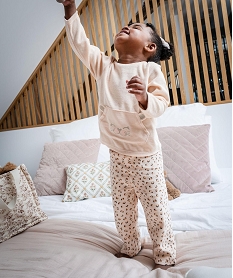 GEMO Pyjama 2 pièces en velours à motif léopard bébé fille Beige