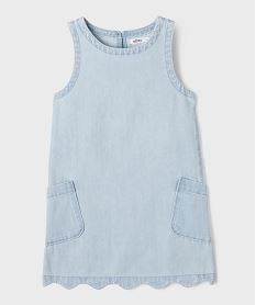 GEMO Robe en jean sans manches coupe trapèze fille Bleu