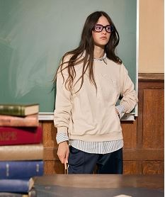 GEMO Sweat avec broderies sur le buste fille beige standard
