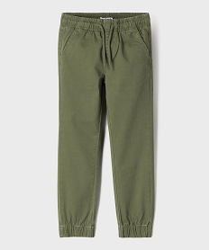 GEMO Pantalon jogger en toile de coton stretch garçon kaki standard