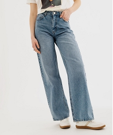 GEMO Jean wide leg taille haute femme Bleu