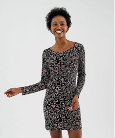 GEMO Chemise de nuit à manches longues femme noir vif