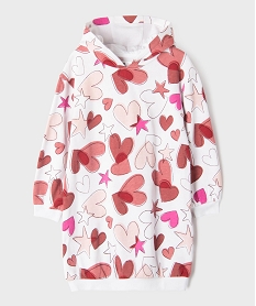 GEMO Robe sweat à capuche imprimé all over fille Rose
