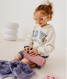 GEMO Sweat zippé à capuche avec inscription fille Beige