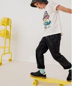 GEMO Jean large avec taille ajustable garçon gris standard