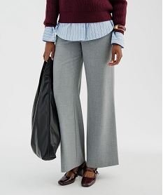 GEMO Pantalon en toile coupe large femme Gris