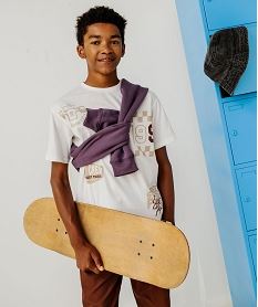 GEMO Tee-shirt manches courtes imprimé garçon Beige