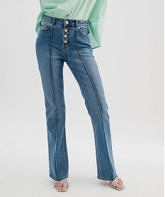 GEMO Jean flare taille normale en denim stretch à plis femme LuluCastagnette Bleu