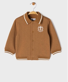 GEMO Sweat façon teddy en molleton à fermeture pressionnée bébé garçon marron standard