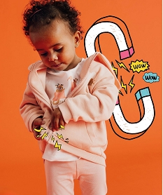 GEMO Sweat à capuche fermeture zippée aimantée bébé fille rose standard