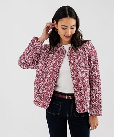 GEMO Veste matelassée à col rond à motifs femme Rose