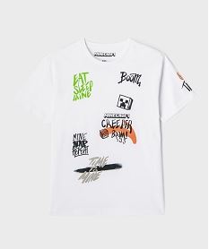 GEMO Tee-shirt manches courtes imprimé façon graffiti garçon - Minecraft blanc standard