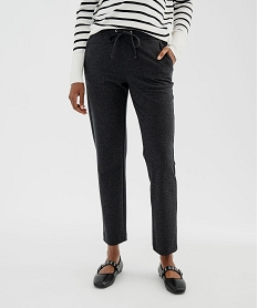 GEMO Pantalon droit en maille extensible à chevrons femme pied de puce