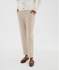 GEMO Pantalon droit en maille extensible à chevrons femme Beige