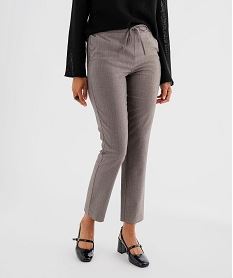 GEMO Pantalon droit en maille stretch à chevrons femme Gris
