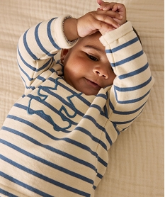 GEMO Sweat à rayures et motif ourson fermeture dos bébé garçon - LuluCastagnette Beige