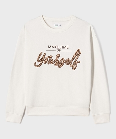 GEMO Sweat en molleton imprimé fille Blanc