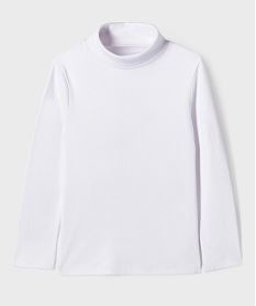 GEMO Tee-shirt col montant manches longues garçon blanc standard
