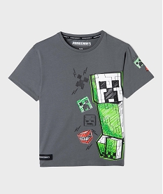 GEMO Tee-shirt manches courtes à motif géométrique garçon - Minecraft Gris