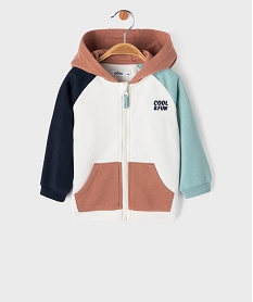 GEMO Sweat zippé à capuche avec empiècements colorés bébé garçon Beige