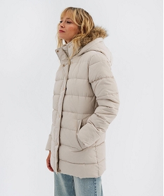 GEMO Doudoune mi-longue à capuche femme Beige