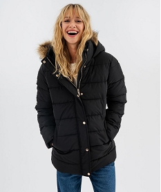 GEMO Doudoune mi-longue à capuche femme noir standard